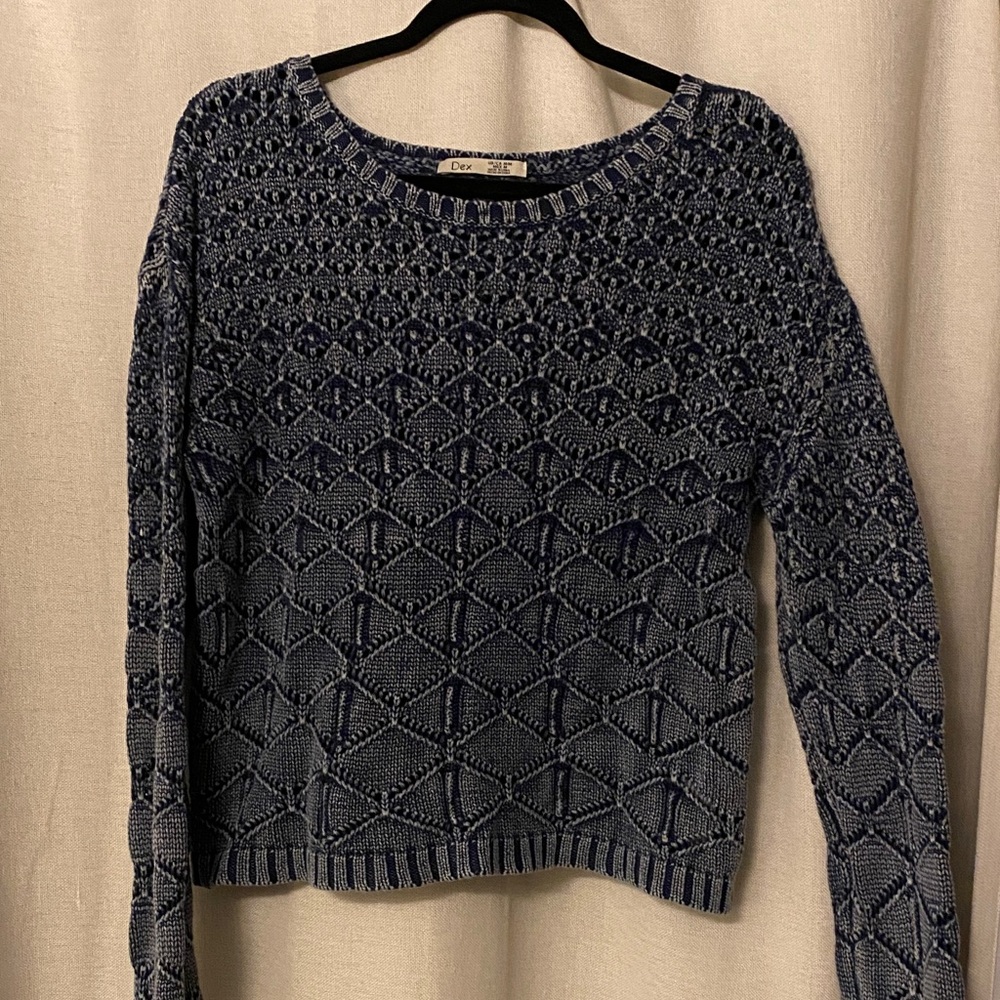 Dex Textured Knit Sweater in Blue